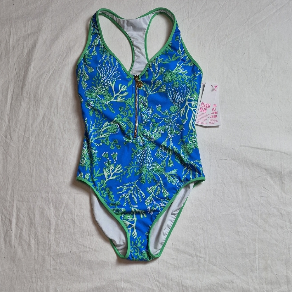 Lilly Pulitzer Blue and Green Women's One Piece Swimsuit
